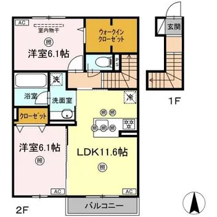 シャンポールさい E棟【2階】の間取り