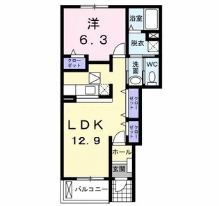 グランシュー【1階】の間取り