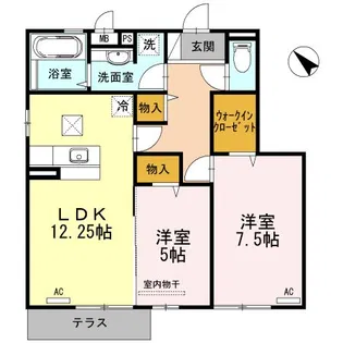 ボナール中の島 A【1階】の間取り