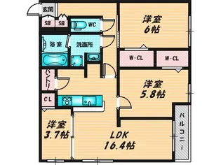 ココルトリシア【1階】の間取り