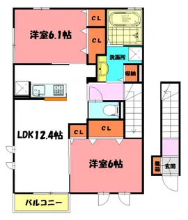 メルベーユ福里【2階】の間取り