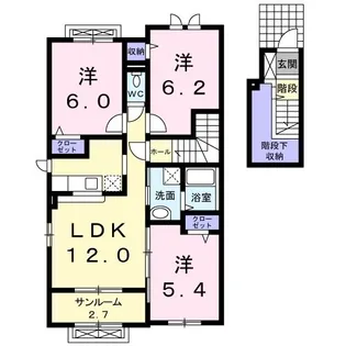 エステル山手【2階】の間取り