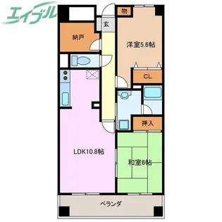 ステイツ四日市608号室【6階】の間取り