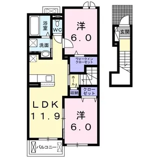 2LDKの間取り画像