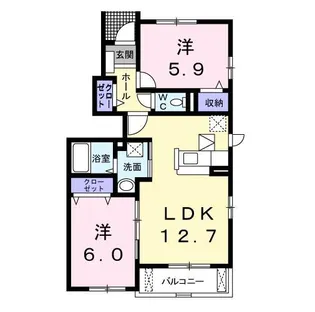 グランディスB【1階】の間取り