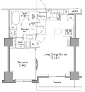 ザ・パークハビオ新宿【1階】の間取り