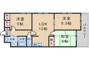 グランドハイツ豊中【3階】の間取り