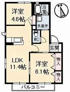サニーコート A棟【2階】の間取り