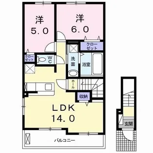 ボヌールメゾンA【2階】の間取り
