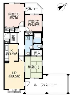 URデュプレ西大和【2階】の間取り