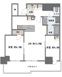 シエリアタワー大阪堀江【34階】の間取り