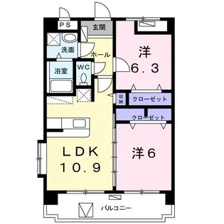 2LDKの間取り画像