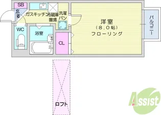 ピーセスコート【1階】の間取り
