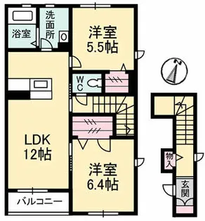 プロヌーブ川内【2階】の間取り