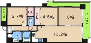 クリアクレセント住之江【3階】の間取り