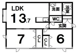 メゾンドラチーヌ【2階】の間取り
