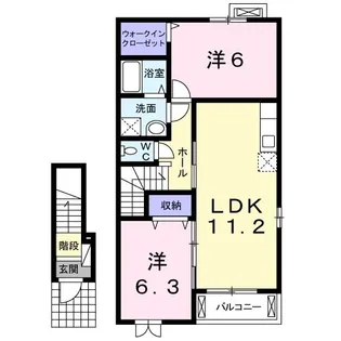 パイン ストリ-ム B【2階】の間取り