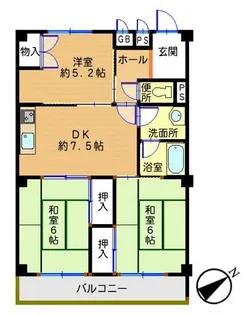 セントラル向陽台【3階】の間取り