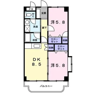 ベルグランパレB【2階】の間取り