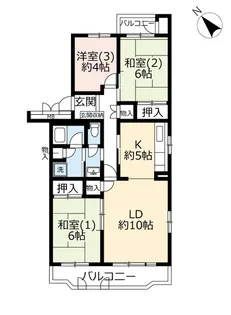 URパールハイム若葉【4階】の間取り