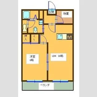 ヴィラサンベルト B【1階】の間取り
