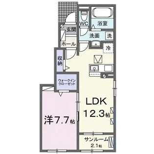 ヴューテラスCOCOII【1階】の間取り
