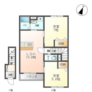 静かで落ち着いた住環境が魅力【サニーコート新沼】【2階】の間取り