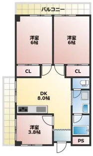パークヒルズ豊成【6階】の間取り