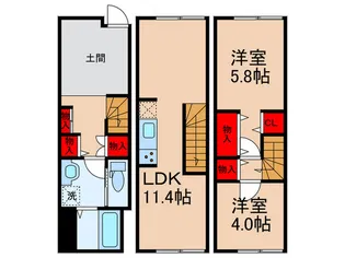 MOK-TERRACE花小金井【1階】の間取り