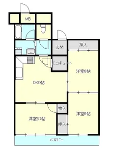 コーポラス弘前【10階】の間取り