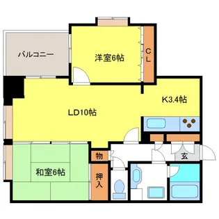 ジェネラスマンション医大前【3階】の間取り
