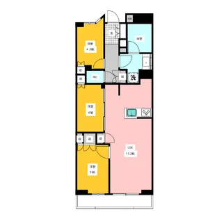 コンフォリア・リヴ八坂富士見【4階】の間取り