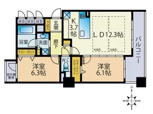 福岡県福岡市早良区百道3【マンション】の間取り