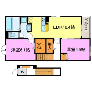 ベルプロムナード湖南I・II【2階】の間取り