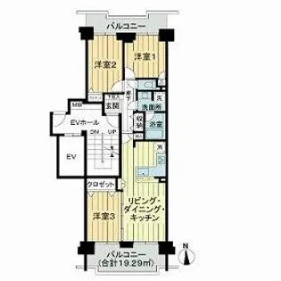サン・ステージ緑園都市東の街7番館【13階】の間取り