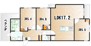 ニューガイアソラーレ葛原【3階】の間取り