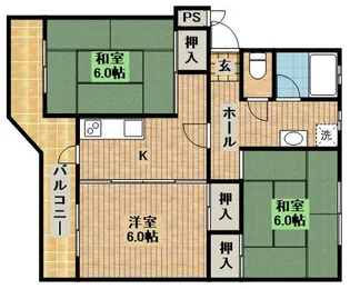 サンビレッジB【1階】の間取り