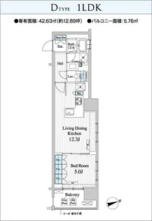 パークナードフィット新富町【8階】の間取り