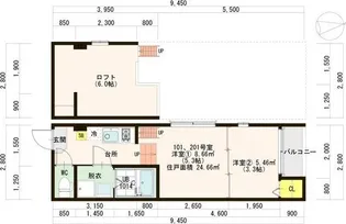 ハーモニーテラス田辺【2階】の間取り