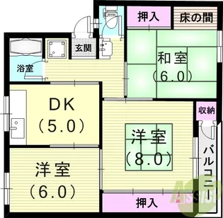 渦が森コーポ6号館【5階】の間取り