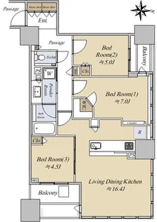 シティタワー銀座東【13階】の間取り