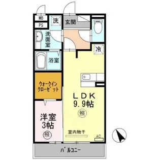 セジュール町坪【3階】の間取り