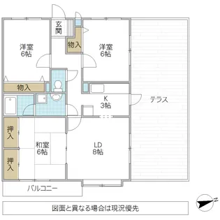 ヴェルドゥワイエ千波湖 ポプラ館【3階】の間取り