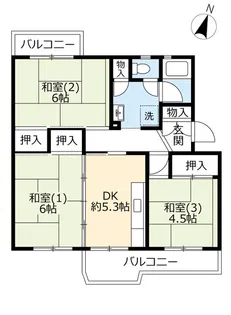 UR中山五月台【1階】の間取り