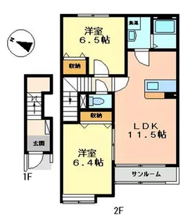 サフィーナ(2LDK)【2階】の間取り