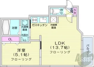 シャトーライフ近代美術館前【2階】の間取り