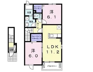 高瀬川ハイツ I【2階】の間取り