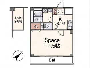 ルームズ学園北町【7階】の間取り