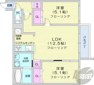 グランディール南郷【3階】の間取り