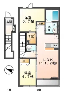プレステージ 庭瀬【2階】の間取り